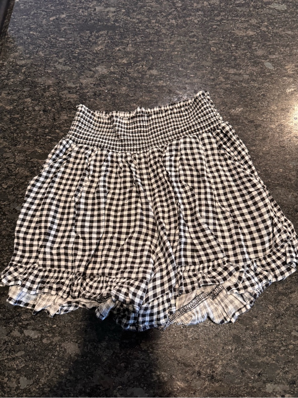 Grace & Lace Black and White Gingham Smocked Waist Shorts